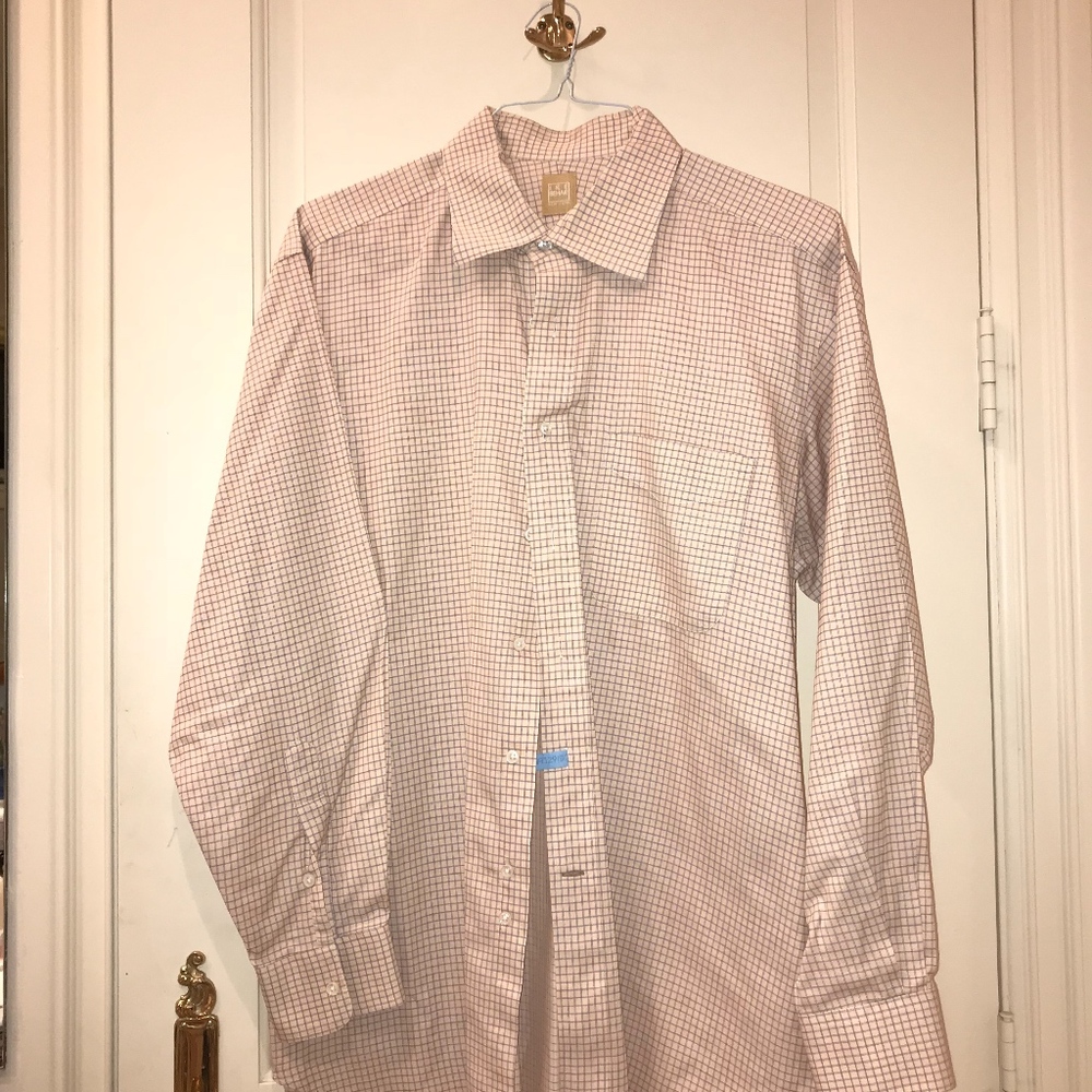 Ike Behar Light Pink and Blue Check Dress Shirt